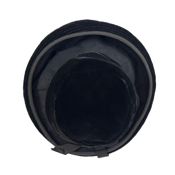 Vintage Patricia Velvet Large Rolled Brim Black Hat Grosgrain Ribbon Size 22 - Picture 8 of 10